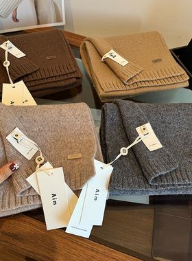 100%纯羊毛围巾女冬季纯色百搭保暖厚实新款韩国围脖男士情侣款