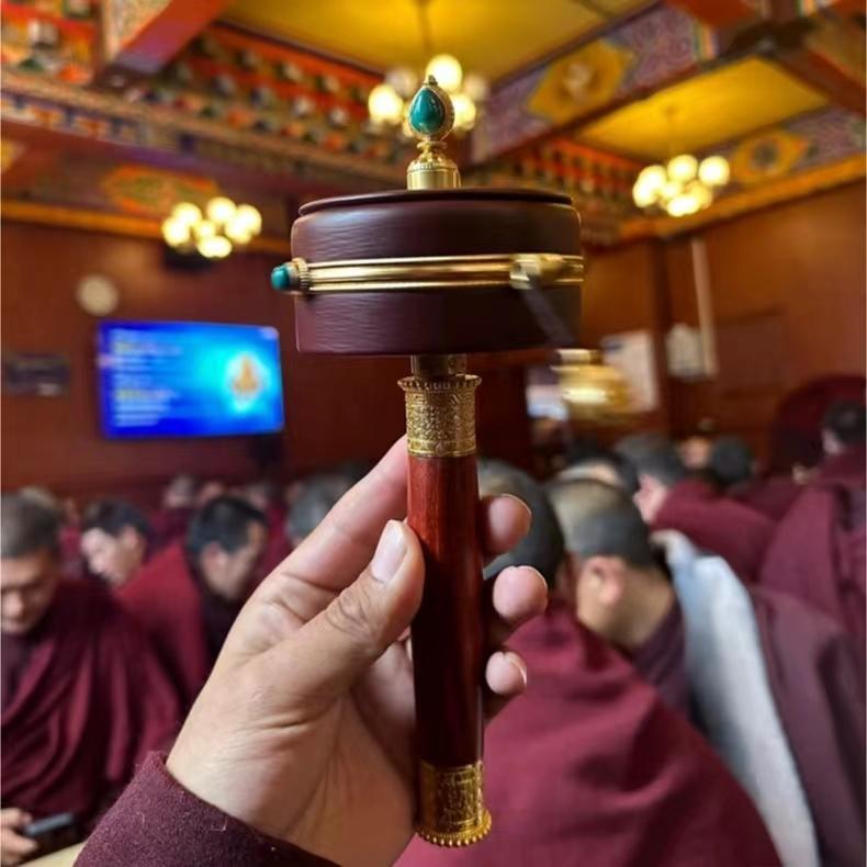 西藏手摇转金筒转轮藏族转简经轮