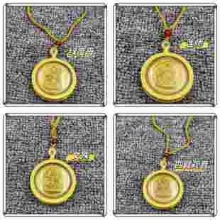 亚青殊胜擦擦吊坠 莲师 四臂观音 绿度母 文殊菩萨项链佩戴