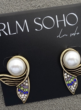 拉睦RLM SOHO镶钻嵌珠度假摄影宴会派对婚纱礼服裙舞台秀场耳钉针