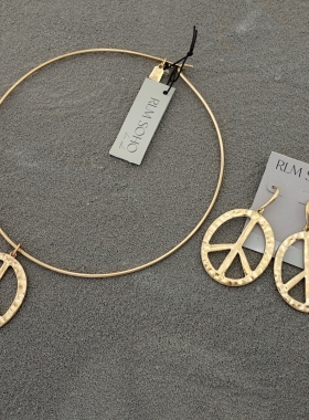拉睦RLM SOHO设计师腔调森女文艺范大爱反战潮人个性耳环项圈套装