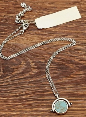 欧美风一面贝壳一面松石森女文艺范简洁百搭双面佩戴项链