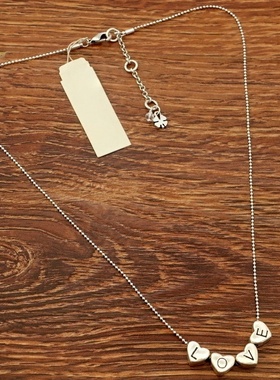 银色桃心爱心字母LOVE创意小别致森女文艺范百搭简洁款式项链