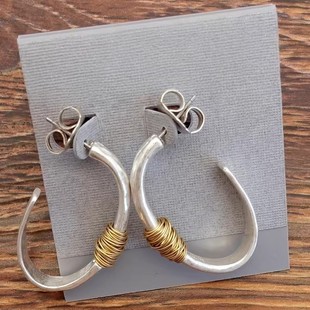 手工做绕丝缠丝设计师腔调森女文艺术气质别致个性 潮人耳钉环饰品