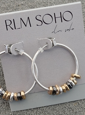 拉睦RLM SOHO双色双款设计师腔调森女文艺术气质灵动碎坠耳圈环饰
