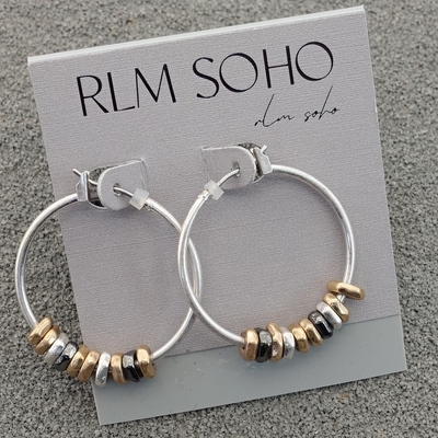 拉睦RLM SOHO双色双款设计师腔调森女文艺术气质灵动碎坠耳圈环饰