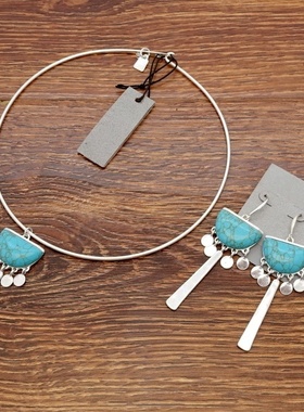 西洋欧美设计师腔调森女文艺范舞台走秀场小众潮人耳环坠项圈套装