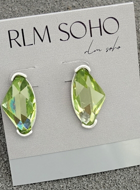 拉睦RLM SOHO设计师气质森女文艺范清晰淡雅绿色休闲风耳钉针饰品