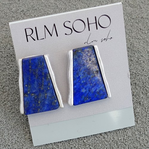 拉睦RLM SOHO青金石镶嵌设计师腔调森女文艺术气质潮人耳钉针饰品