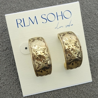 拉睦RLM SOHO欧美风纹饰做旧金色中世纪古典宫廷风森女文艺范耳环