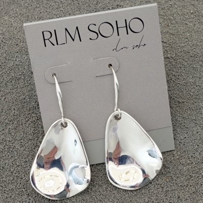 拉睦RLM SOHO镀厚重白金几何凹面设计师腔调文艺术气质耳环坠饰品