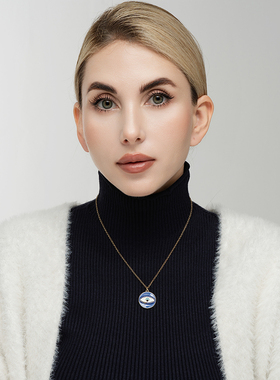 西洋欧美风珐琅彩釉眼睛森女文艺范别致创意简洁百搭项链