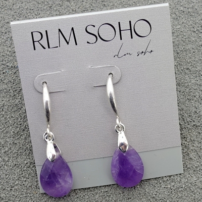 拉睦RLM SOHO金银双色天然切面紫水晶原矿石简洁百搭款耳环坠饰品