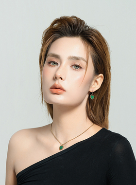 欧美风爱心小象森女文艺范简洁百搭双面佩戴耳环项链套装