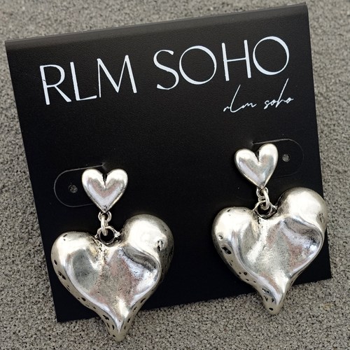 拉睦RLM SOHO创意别致做旧金银凹凸面爱心设计师腔调文艺范耳钉针