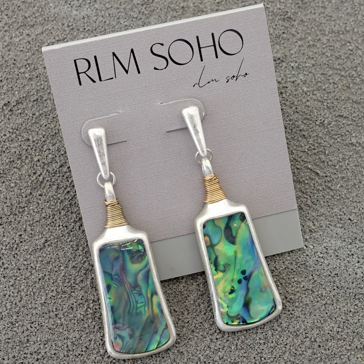 拉睦RLM SOHO手工做绕丝幻彩鲍贝设计师腔调森女文艺术气质耳钉饰