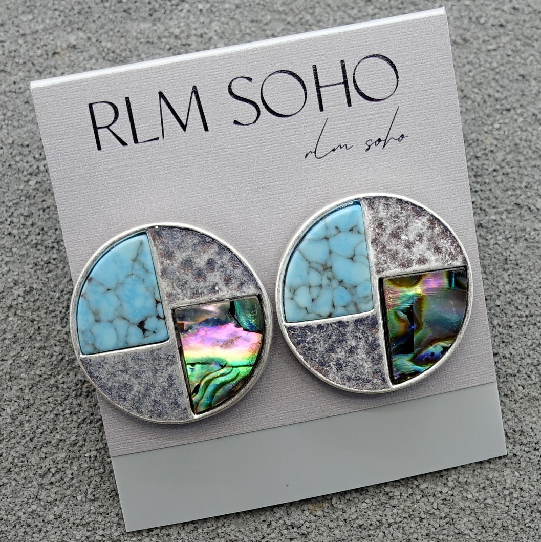 拉睦RLM SOHO幻彩鲍贝设计师腔调森女文艺术气质耳夹(无耳洞佩戴)
