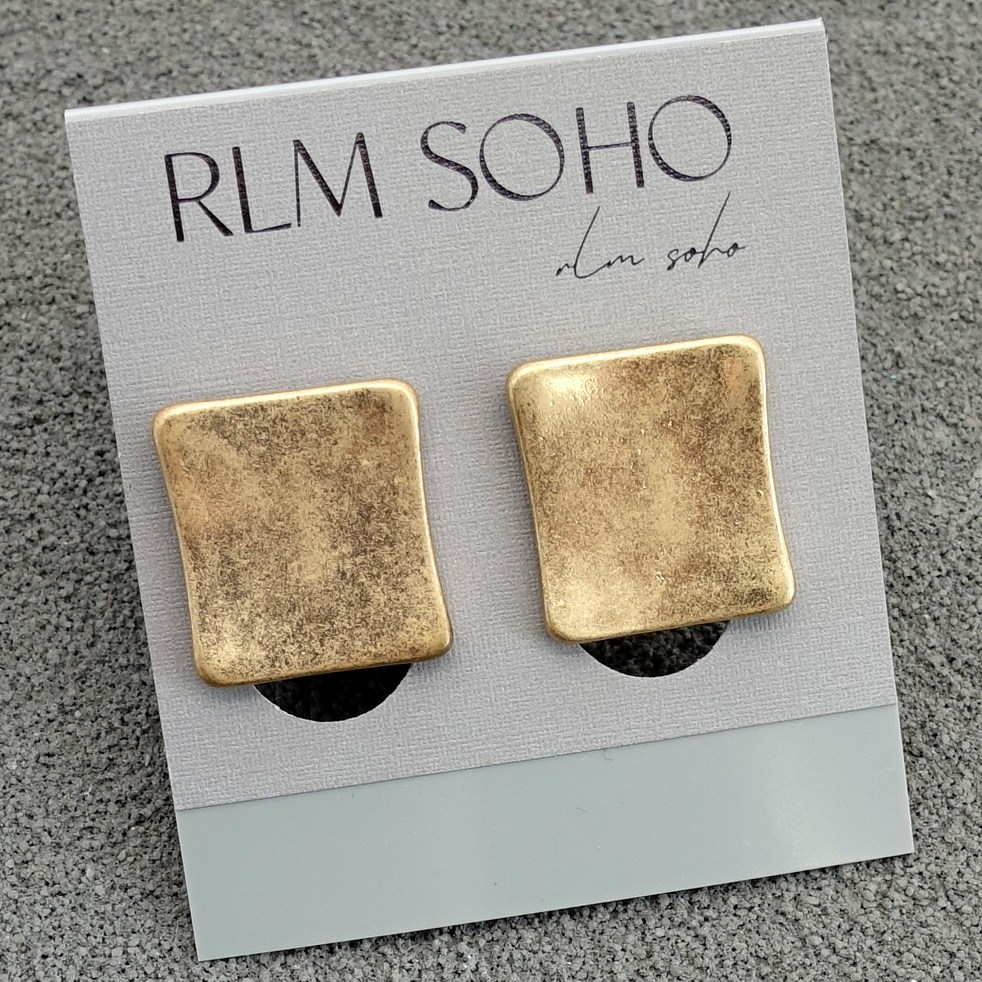 拉睦RLM SOHO老钱风哑光镀金凹面森女文艺气质耳夹(无耳洞佩戴)