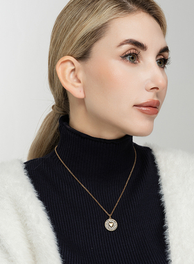 镶钻桃心爱心字母LOVE森女文艺范复古VINTAGE双面做工佩戴小项链