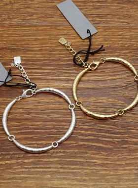 欧美风哑光金银双色设计师腔调文艺范男女同款2条入手链