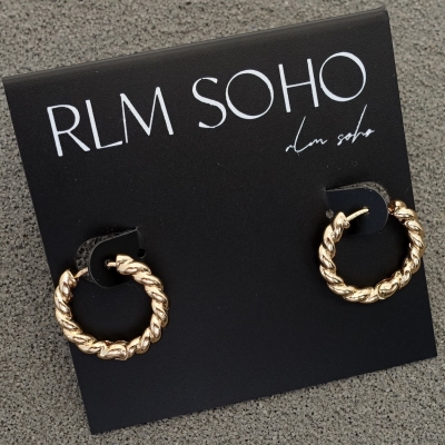 拉睦RLM SOHO镀金麻花绞花商务通勤OL风简洁百搭经典小耳环圈饰品