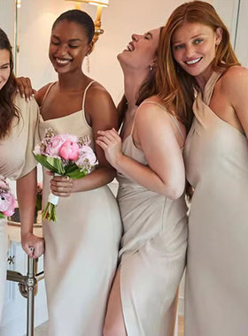 气质伴娘服礼服裙高级感缎面丝滑小众设计姐妹团组合款bridesmaid
