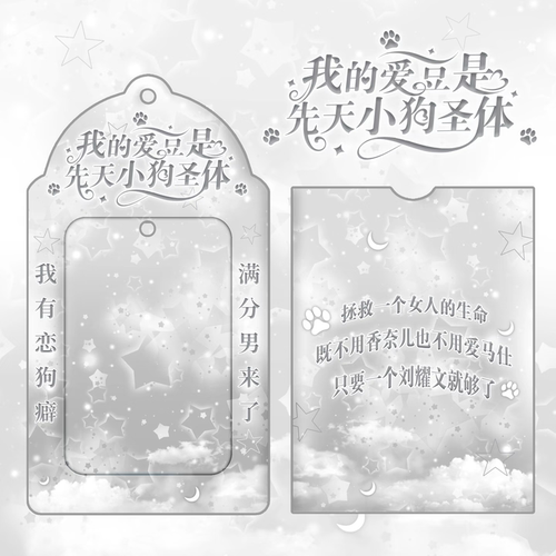 新款先天小狗圣体PVC刘耀文应援3寸小卡收纳展示背包装饰送友卡套