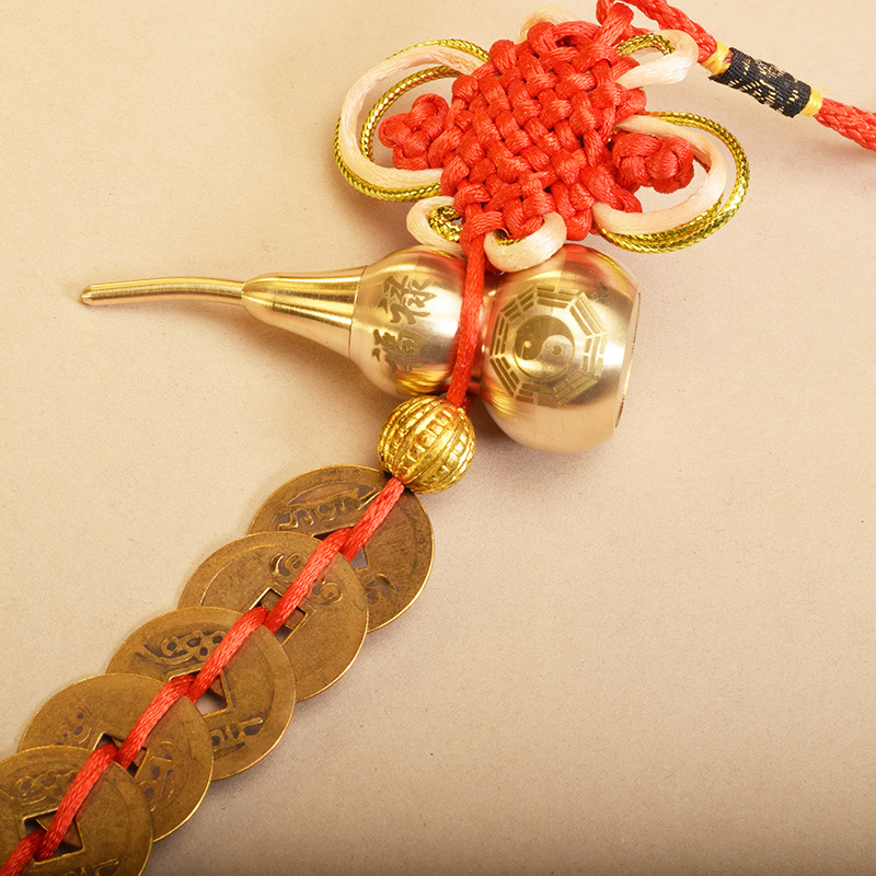 五帝钱门对门真品纯铜五串挂件葫芦铜钱入户大门口吉祥中国结古币