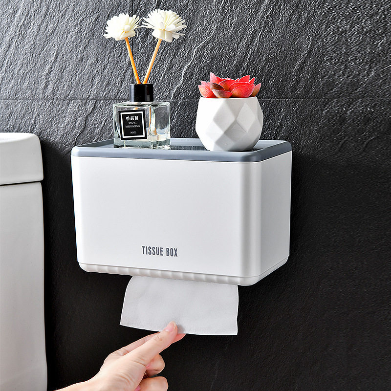 创意厕所纸架卫生间马桶边壁挂纸巾盒卷纸盒纸巾架免打孔抽纸架