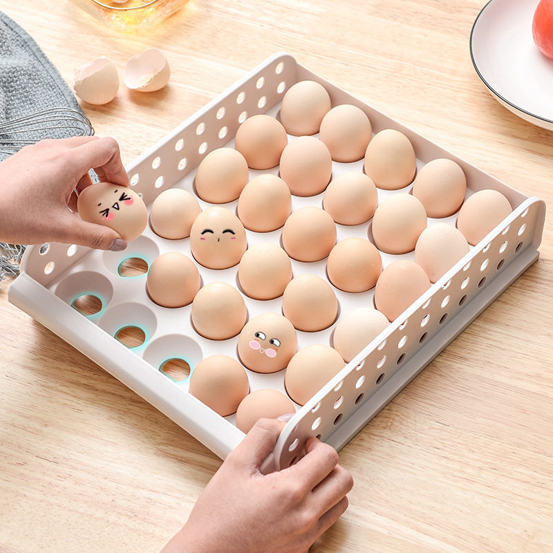 冰箱收纳鸡蛋架单层可叠加双层四层冰箱收纳保鲜食材整理盒
