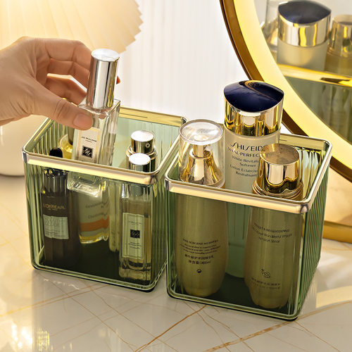 化妆品桌面收纳盒口红护肤品面膜化妆刷梳妆台透明亚克力收纳筐子