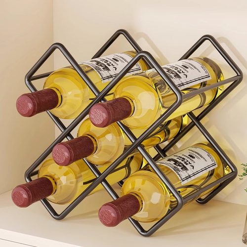 红酒架子家用轻奢高档葡萄酒架菱形格子酒柜置物架斜放酒瓶收纳架