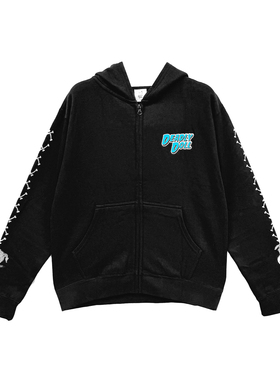 【现货】Deadly Doll 黑色小狗漫画印花拉链帽衫 外套 男女同款