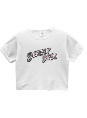 【现货】Deadly Doll  夏季白色粉斑马字母LOGO超小短袖 女款T恤