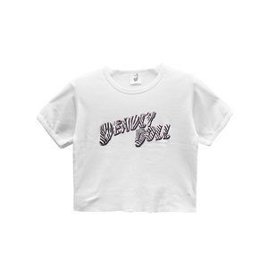 【现货】Deadly Doll 夏季白色粉斑马字母LOGO超小短袖 女款T恤