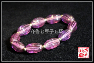 老琉璃珠子12*19mm金红葡萄紫色橄榄型多瓣手工琉璃瓜珠 灯笼珠