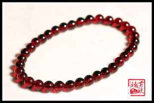 博山琉璃厂6毫米半机制珍珠光石榴石红色高密度老琉璃珠子