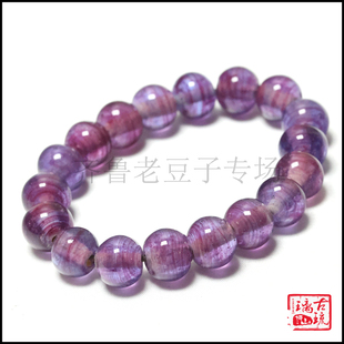 博山手工老琉璃珠子12毫米紫水晶色重金红粉色缠丝古法琉璃珠手串
