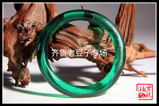 博山库存老琉璃手镯透明碧玺菠菜绿色古法手工琉璃镯子内径57左右