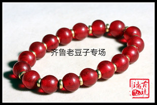博山老琉璃珠子12毫米传世樱桃红酒红色宝石红油润包浆老琉璃手串
