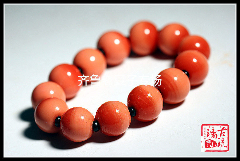 清末老琉璃珠子17mm孩儿面双面鬼脸日月珠婴儿面搅胎琉璃散珠手链