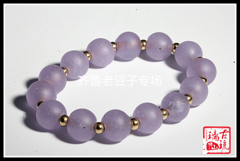 手工老琉璃珠子12-13mm紫罗兰 紫碧玺 葡萄紫夜晚变色圆珠 收藏级