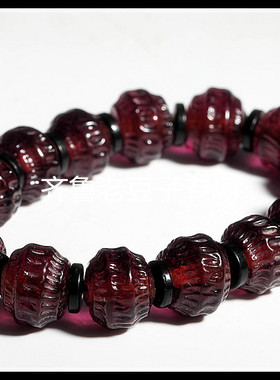 老琉璃珠子12mm金红玫瑰紫色齿轮纹转丝压花孤品料老琉璃散珠手链