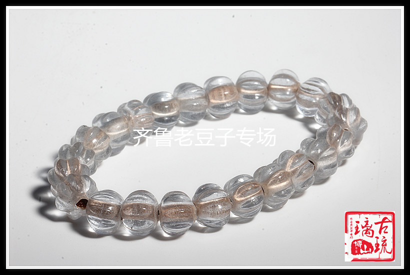 老琉璃珠子10mm透明水晶色老琉璃瓜棱珠南瓜珠子琉璃佛珠DIY散珠