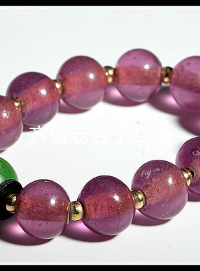 博山古法手工老琉璃珠子14-15mm碧玺葡萄紫色琉璃散珠 琉璃手链