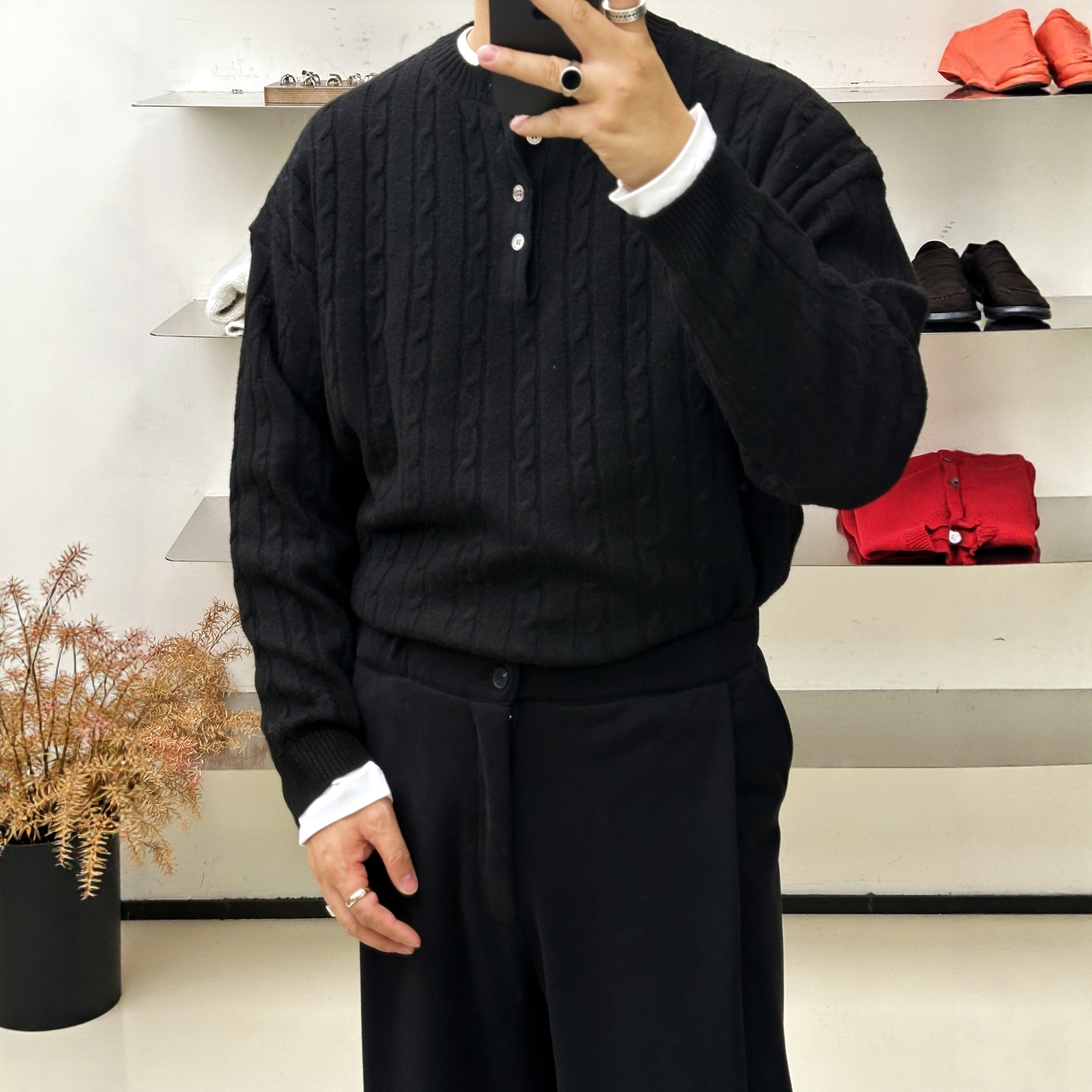 INTENSE简约亨利领针织衫毛衣男