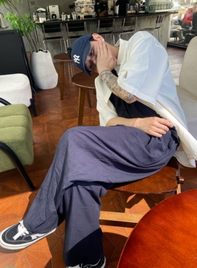 INTENSE 无压感天丝亚麻休闲裤夏季薄款男士百搭藏青色白色神裤