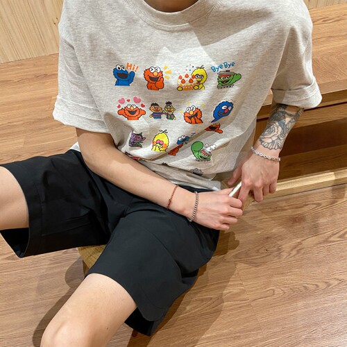 INTENSE高克重芝麻街趣味印花T恤