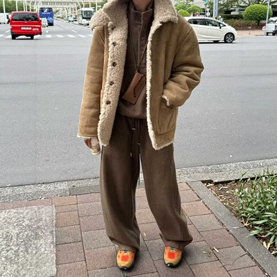 古着vintage羊毛皮毛一体外套男