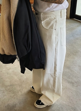 INTENSE 完美弹BV系列直筒牛仔裤极简主义穿搭白色黑色休闲裤男